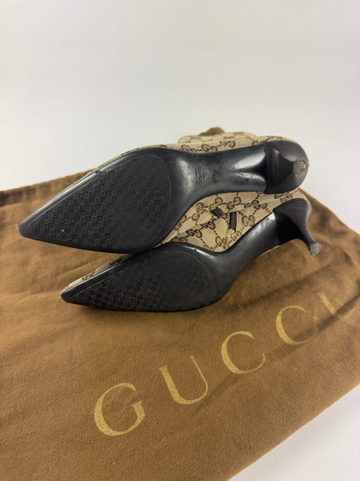 Gucci GG Tom Ford Canvas Monogram Ankle Heel Boots 2000s - 38 IT/39 EU
