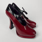 Prada Dipped Red Burgundy High Platform Mary Jane Round Toe Heels FW 2012 - 38 IT/38,5 EU