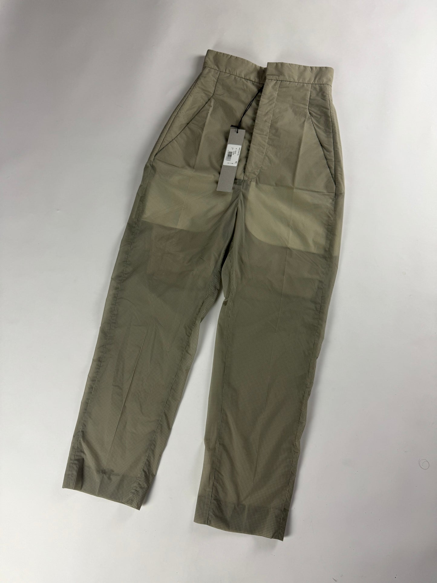 Rick Owens High Waisted Beige Micro Check Trousers - S