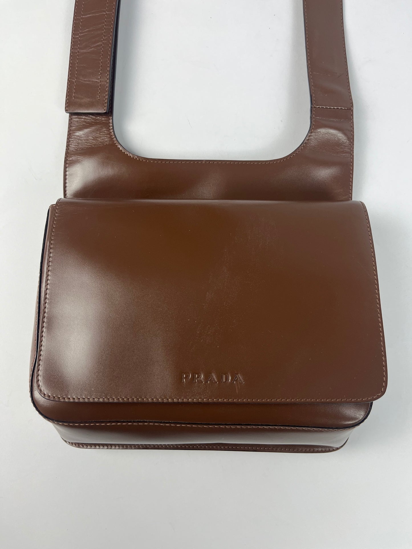 Prada Brown Leather Crossbody Bag SS 1999 - OS