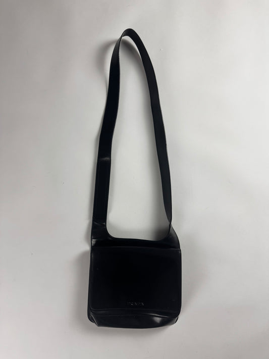 Prada Black Leather Strapped Crossbody Bag SS 1999 - OS