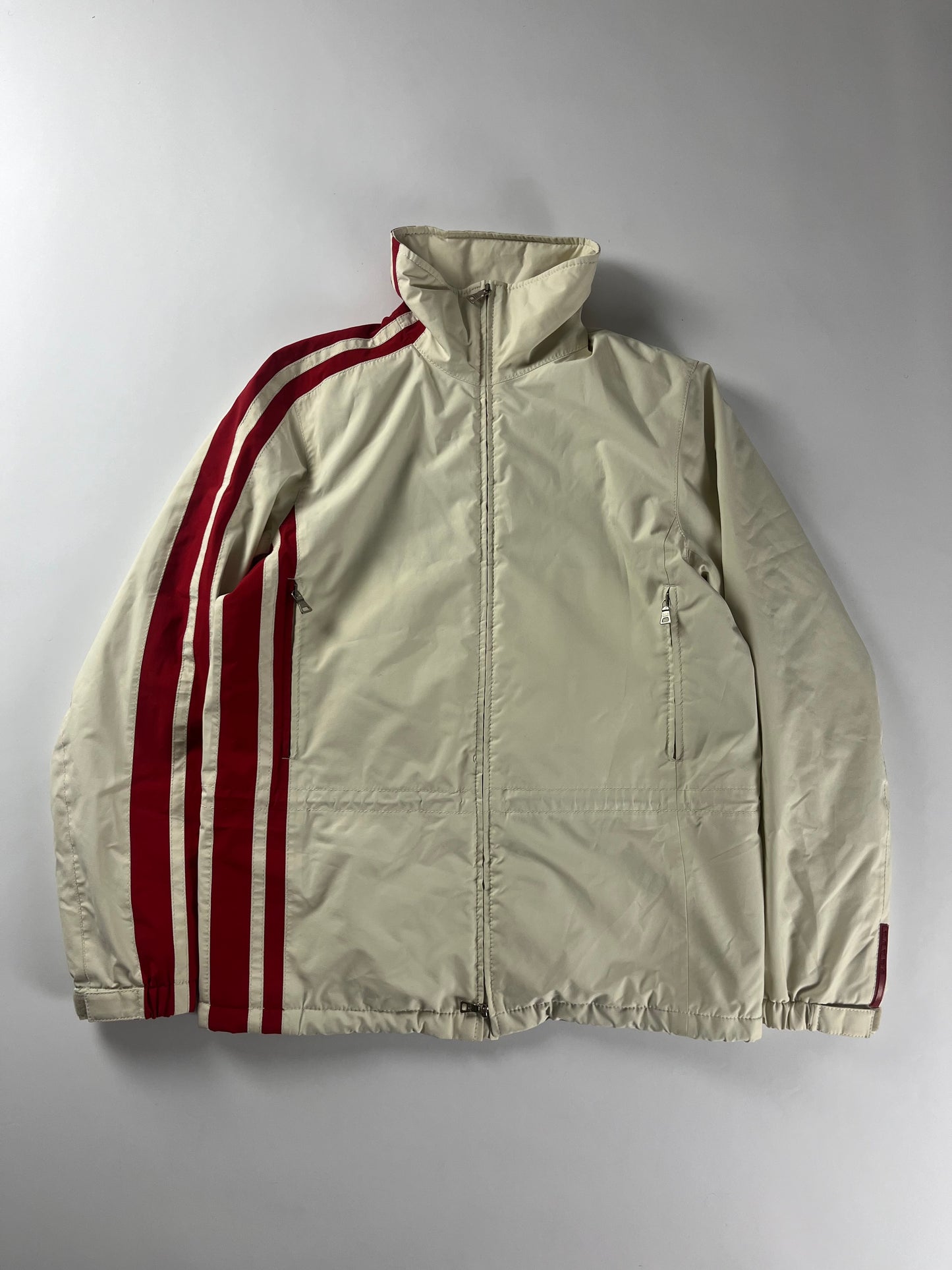 Prada Linea Rossa Sample Tracksuit Red Stripes Nylon Jacket 2000s - L