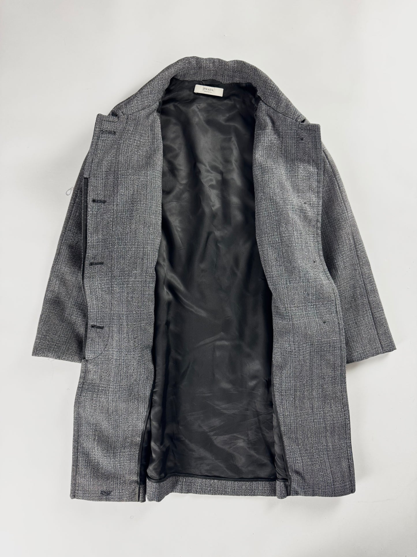 Prada Virgin Wool Grey Stripped  Coat FW 2003 - S