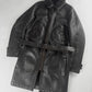 Louis Vuitton Dark Brown Fur Lining Heavy Sheepskin Leather Belted Coat 2000s - M