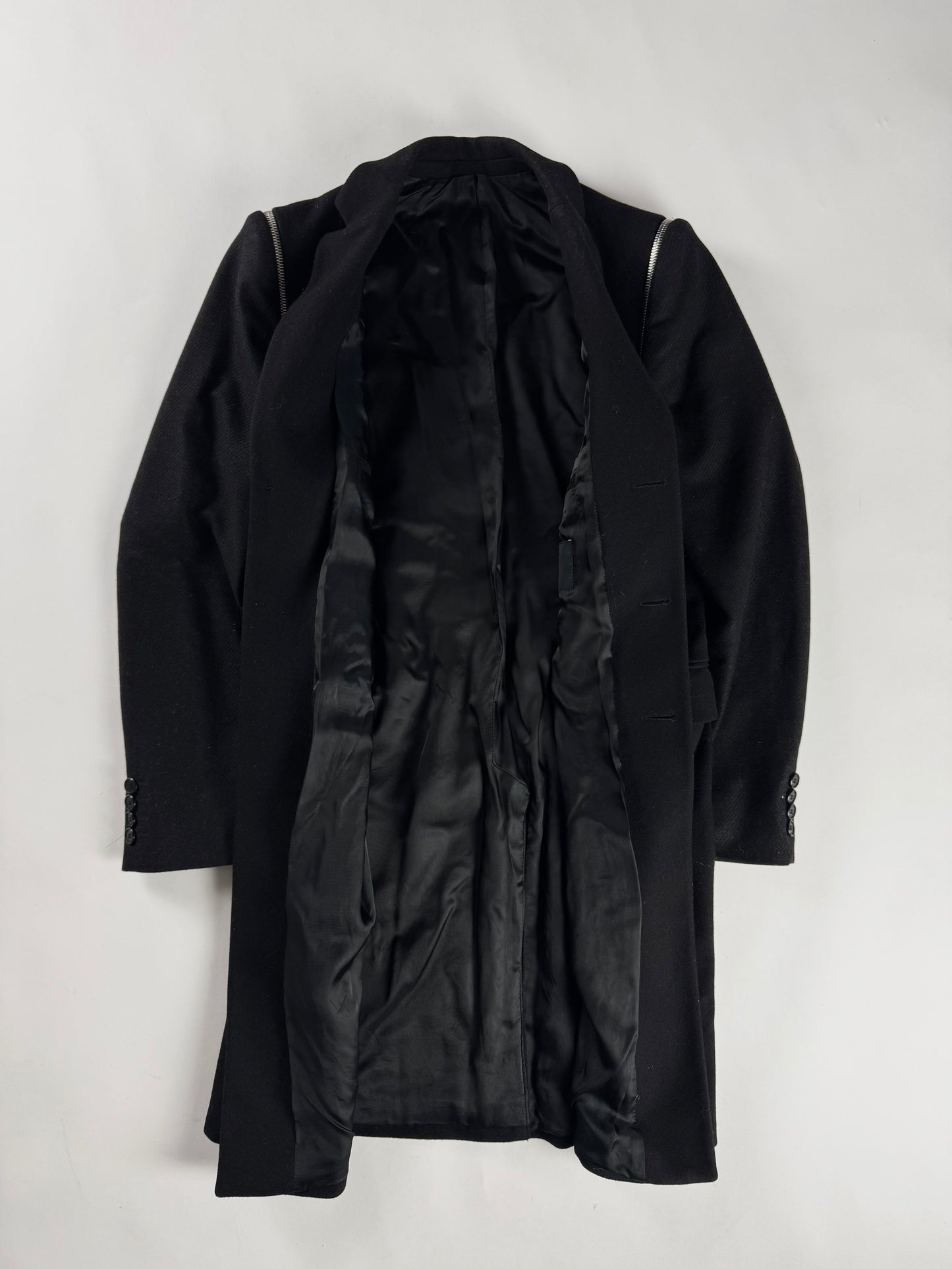 Givenchy Zip Detail Minimalist Dark Wool Coat FW 2016 - M