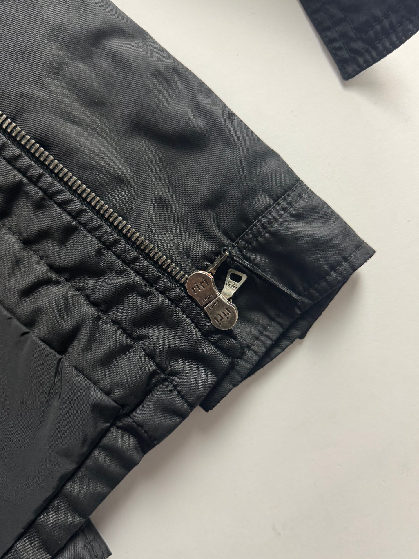 Prada Leather Shoulder Patched Nylon Belt Jacket 2000s - S