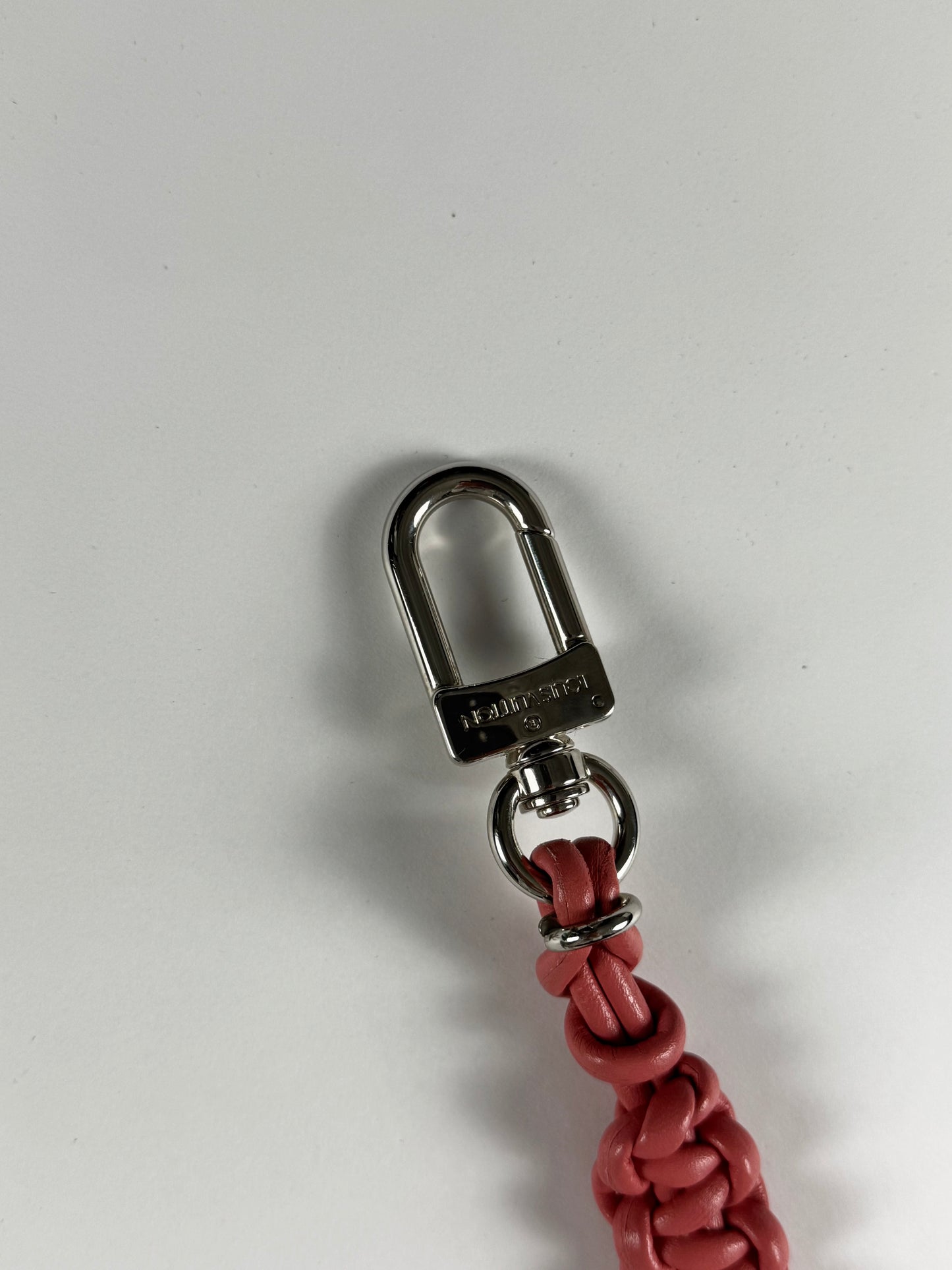 Louis Vuitton Kim Jones Braided Leather Key Holder Strap Pink Rose Silver Hardware 2010s - OS