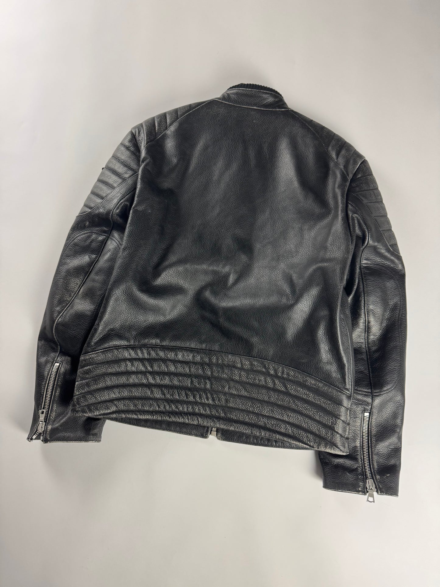 Moncler x Palm Angels Vicsek Full Grain Leather Down Moto Jacket FW 2023 - S