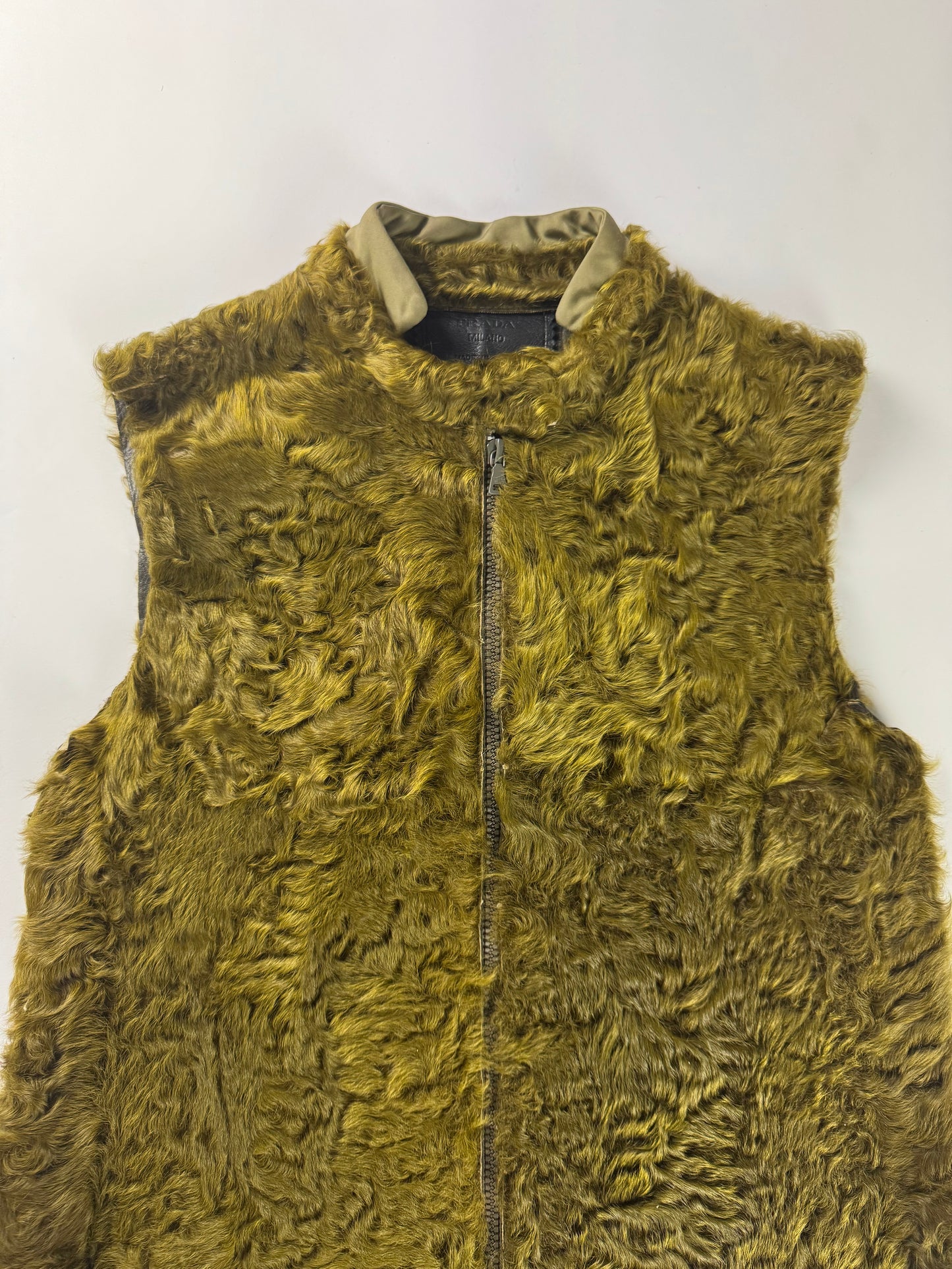 Prada Green Shearling Sleeveless Coat FW 1999 - S