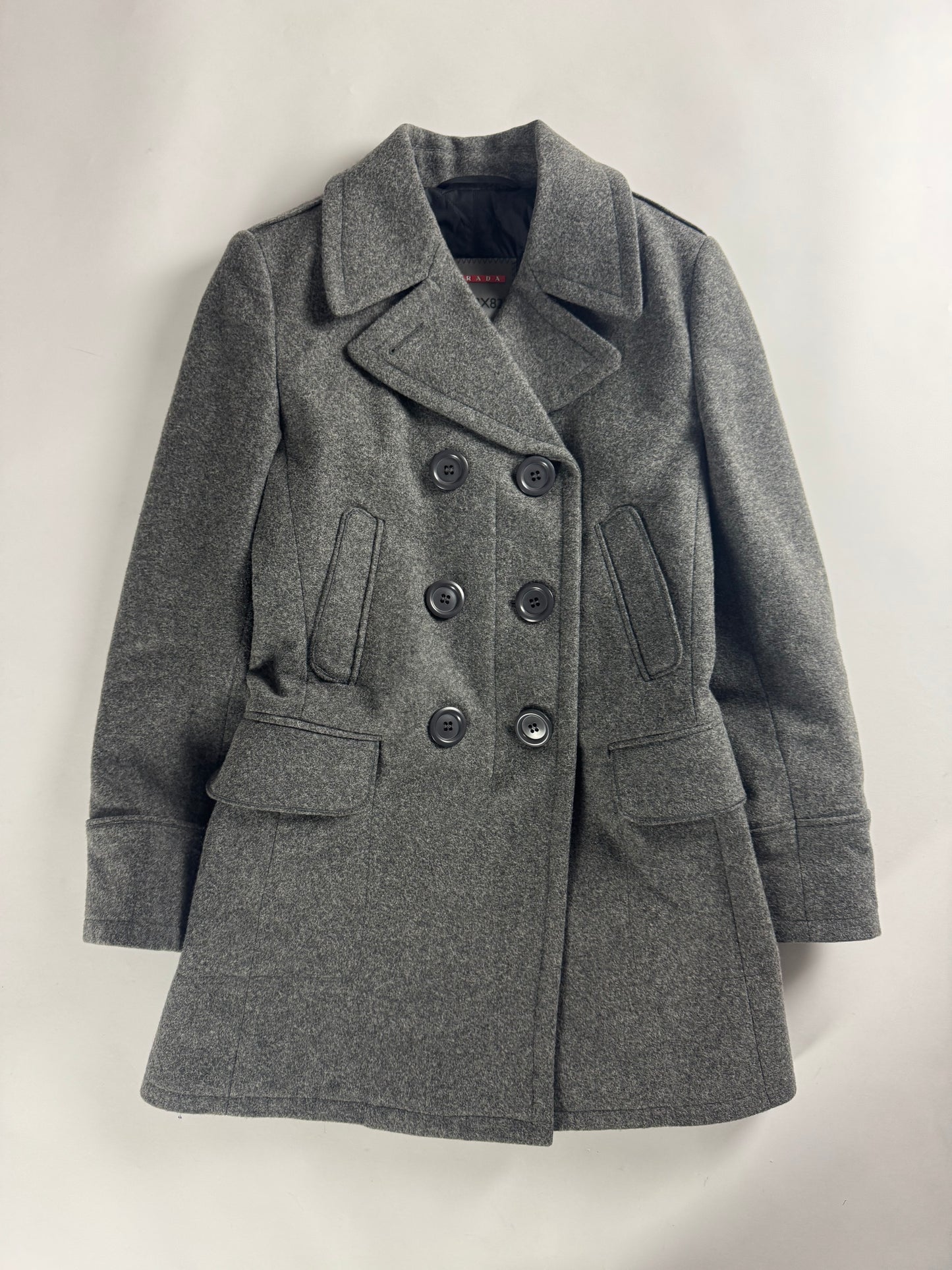 Prada Grey Wool Double Breasted Peacoat FW 2006 - S