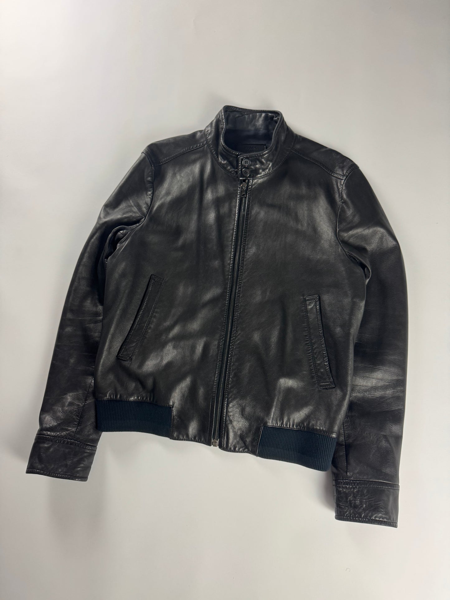 Prada Black Leather Harrington Bomber Jacket FW 2006 - M