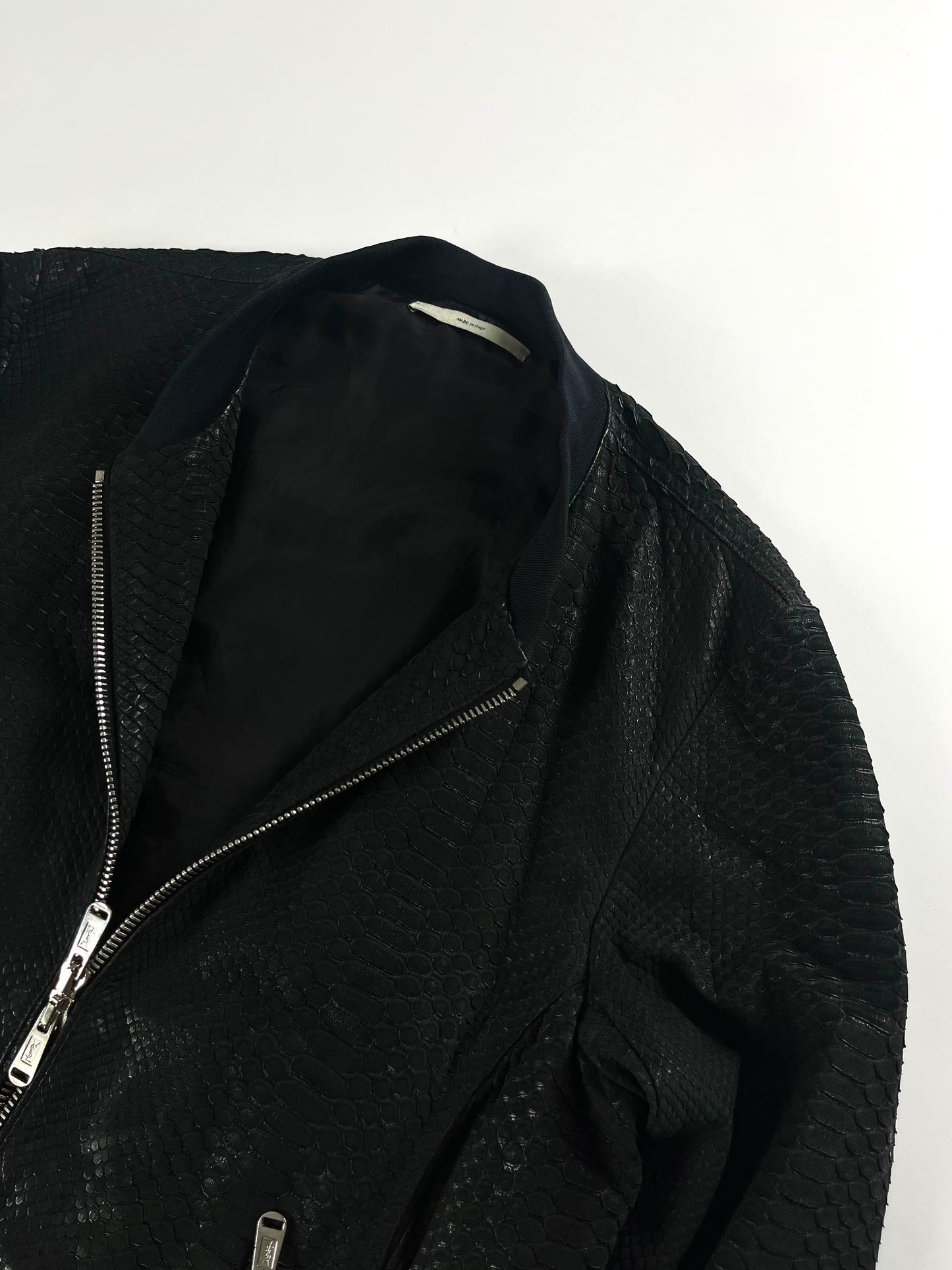 Yves Saint Laurent Dark Genuine Snakeskin Leather Bomber Jacket 2000s - L