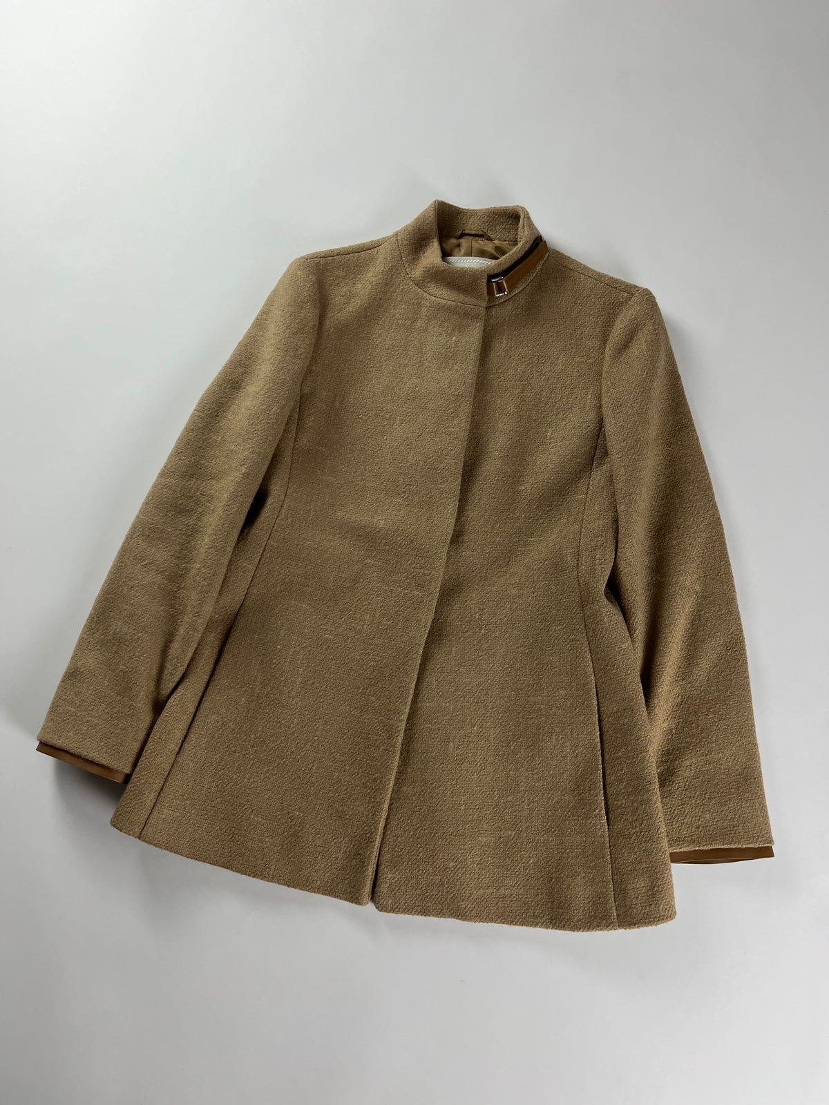 Prada Camel Leather Details Belted Collar Blazer FW 1999 - S