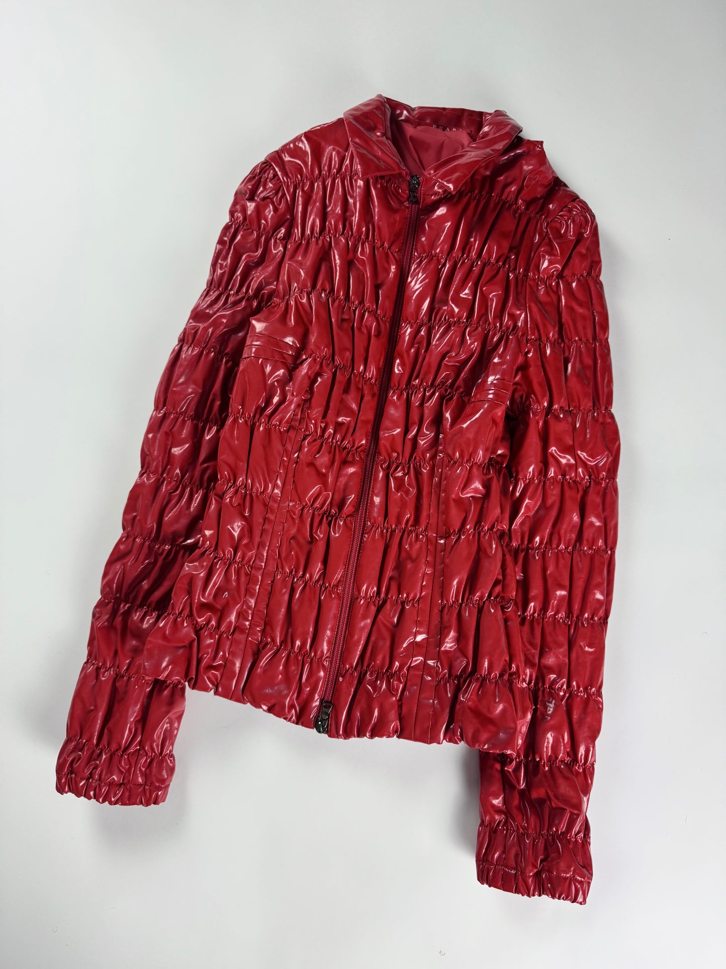 Prada Red Rush Textured Leather Effect Jacket SS 2007 - S