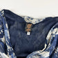 Jean Paul Gaultier Navy Rose Print Twist Knot Front Plunging Neckline Blue Mesh Top 2000s - S