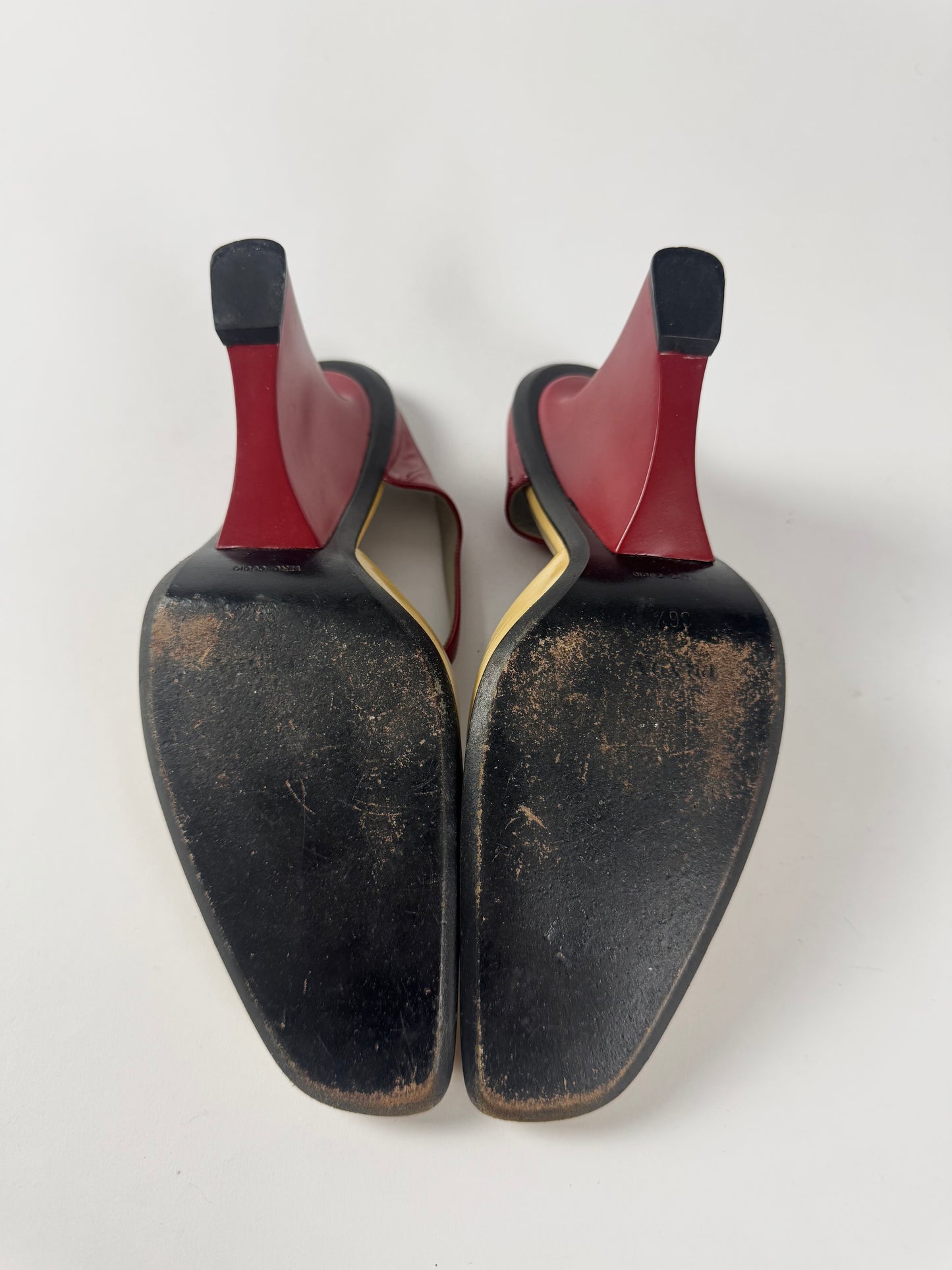 Prada Patent Beige Red Many Jane Wedges Heel Pumps FW 1998 - 40 IT/40,5 EU