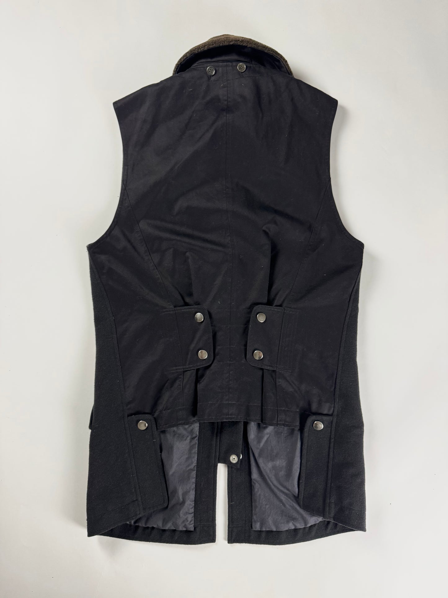 Dries Van Noten Black Wool Gilet Vest Sherpa Effect Collar - M