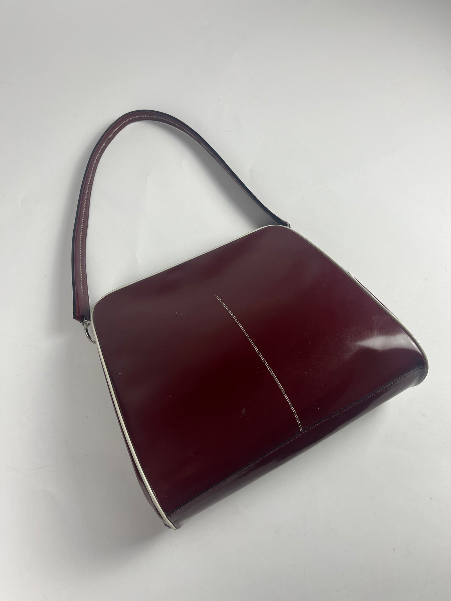 Prada Red Bright Leather Shoulder Bag FW 2000 - OS