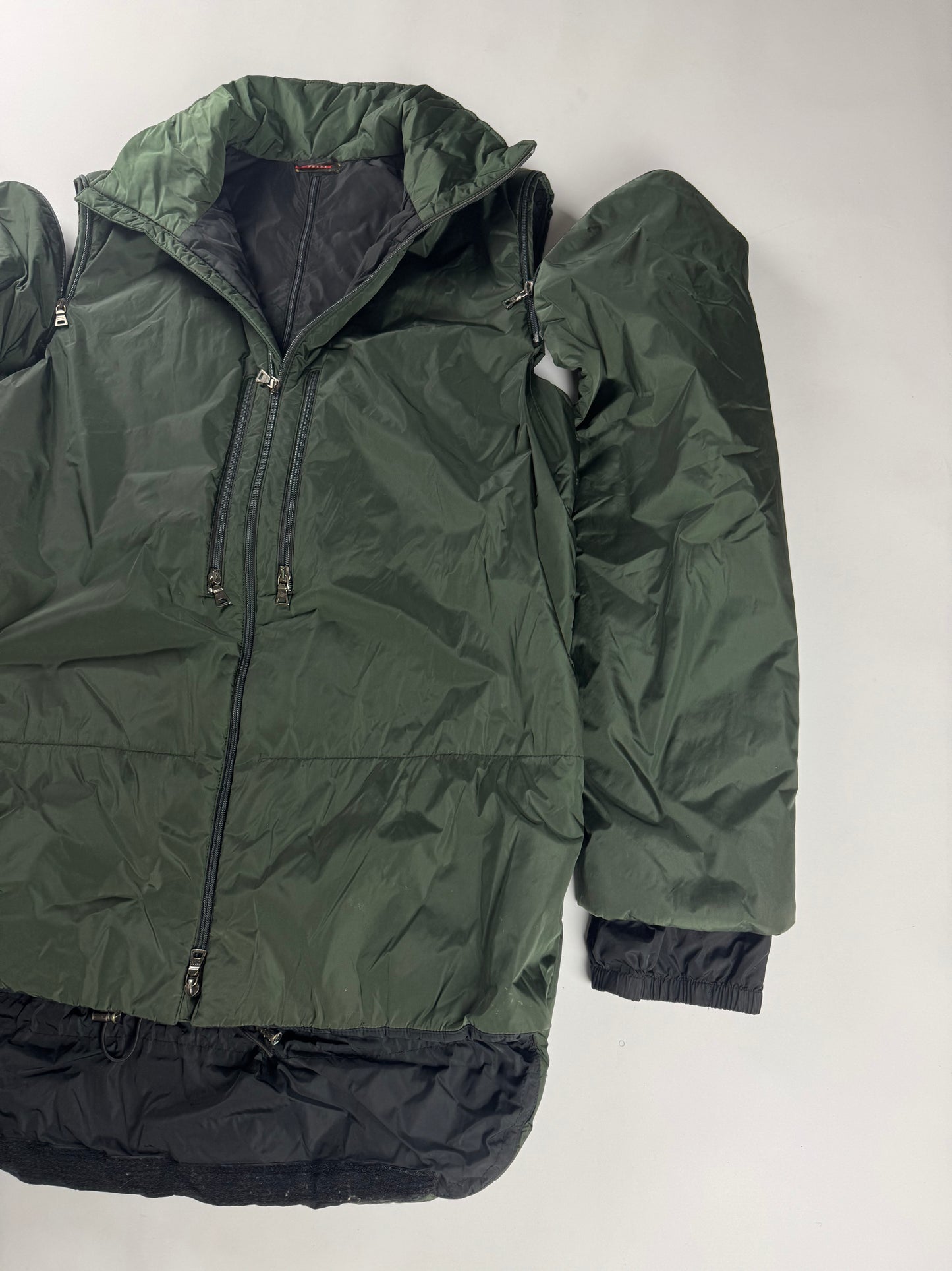 Prada Linea Rossa Convertible Arm Khaki Nylon Technical Jacket FW 1999 - XL