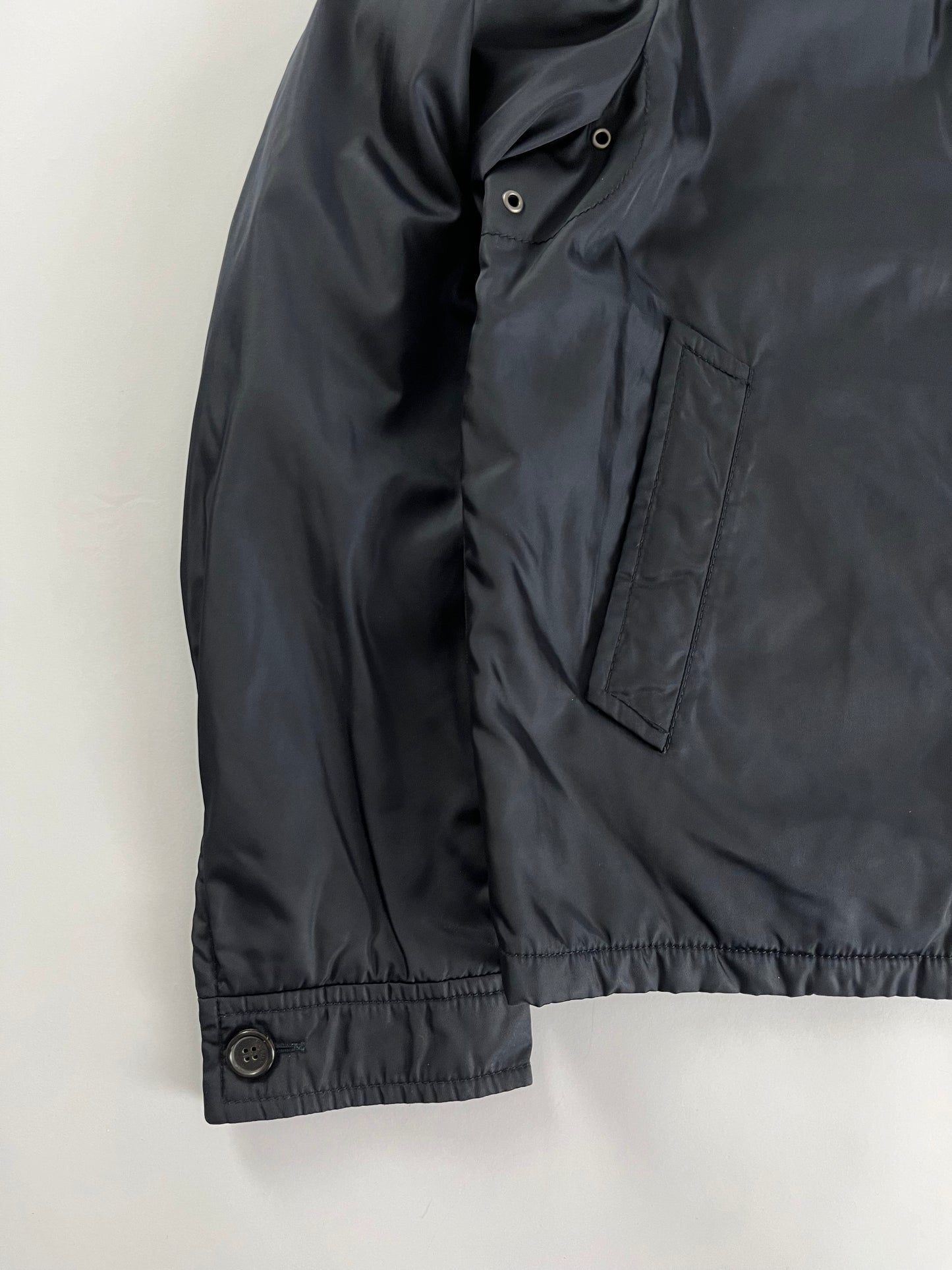 Prada Padded Navy Nylon Trucker Double Zip Jacket 2000s - M