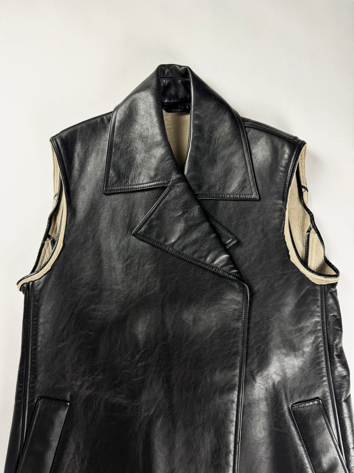 Balenciaga Sample Long Leather Sleeveless Double Breasted Coat FW 2020 - M