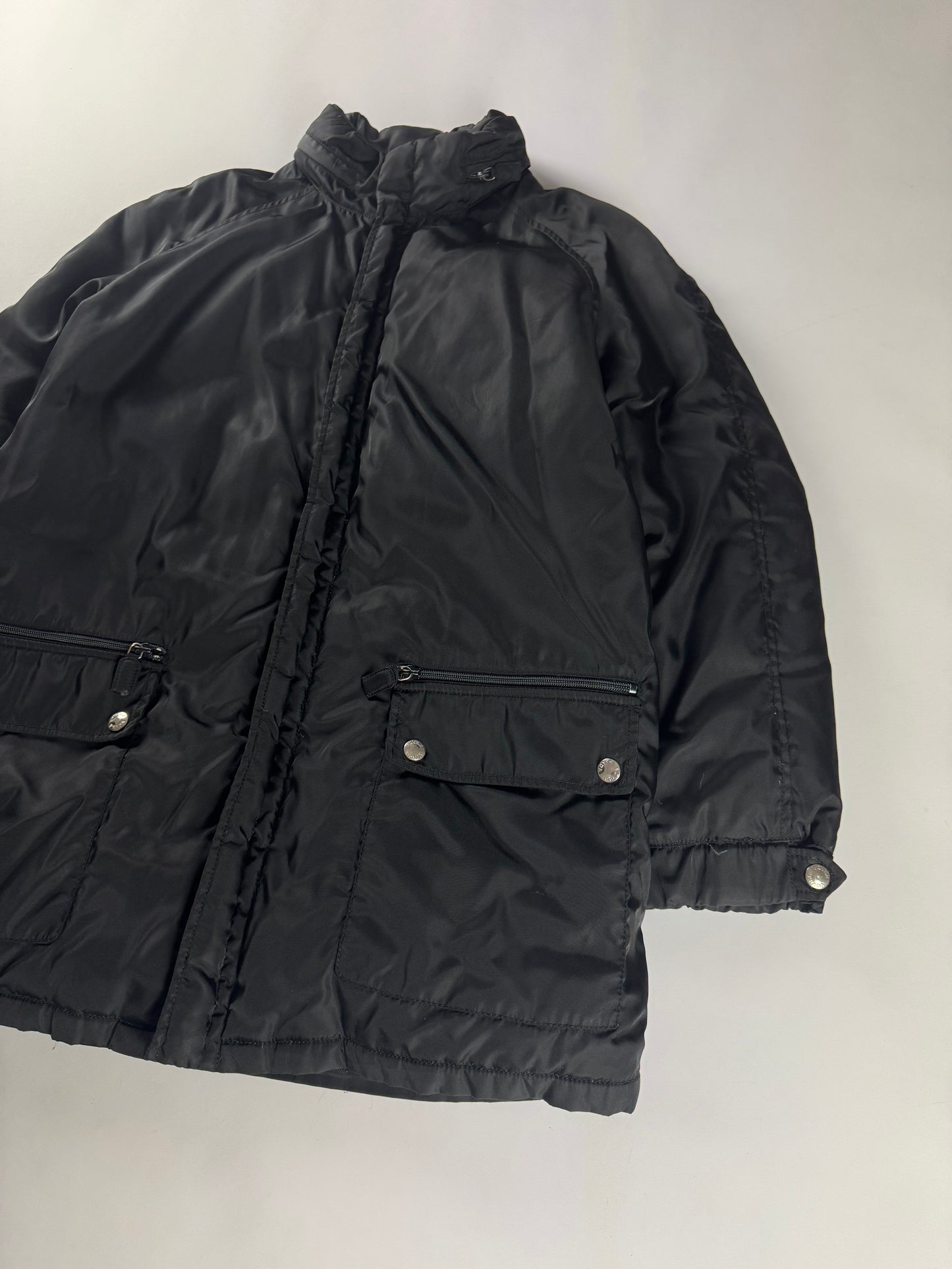 Prada Black Nylon Minimalist Tactical Padded Jacket FW 1994 - L