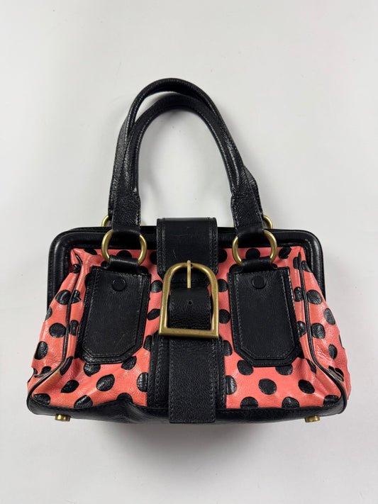 Celine Sample Gold Buckle Pink Leather Black Bag FW 2004 - OS