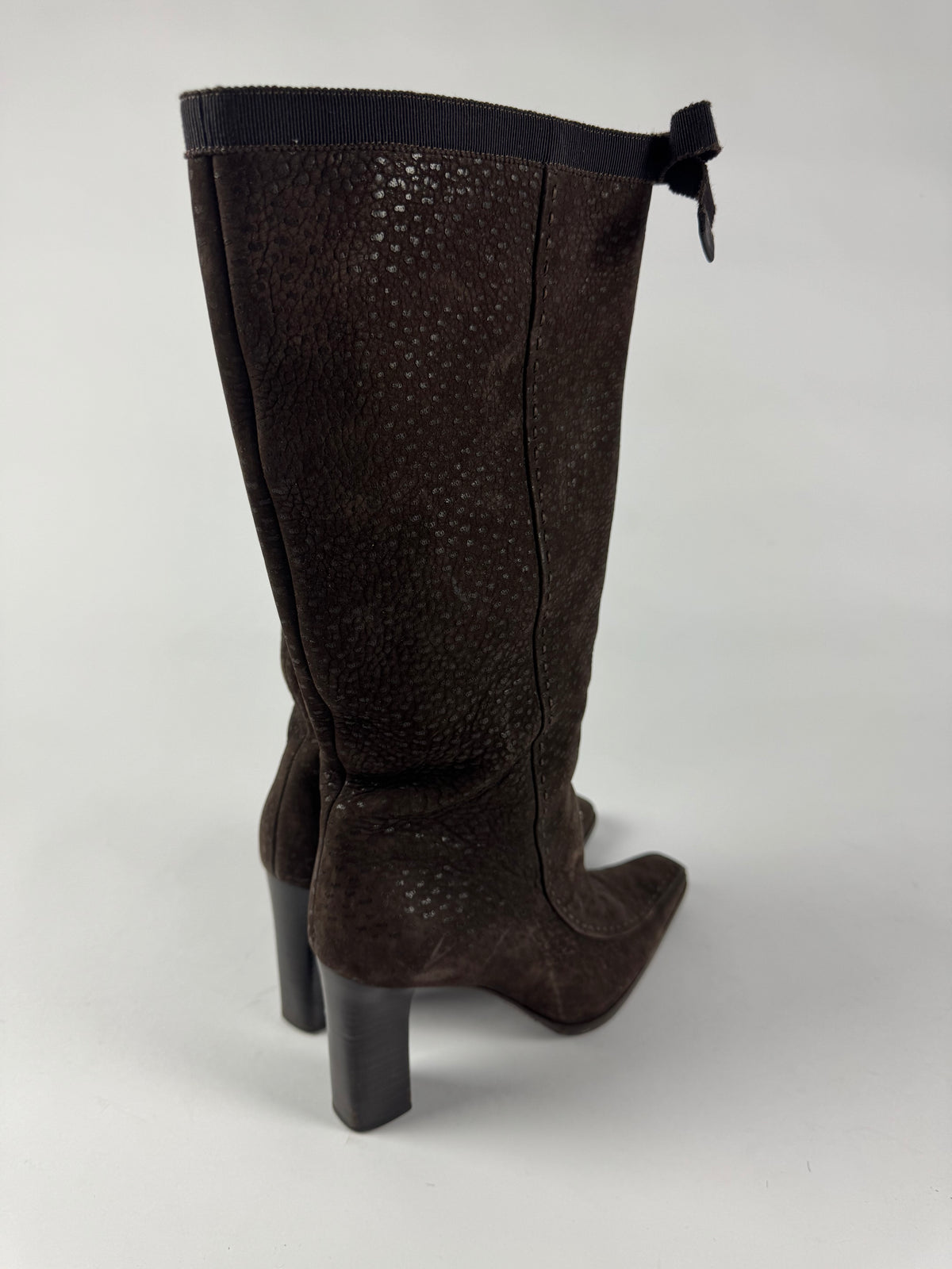 Prada Brown Pointed Toe Grain Leather Boots 1990s - 39,5 IT/40,5 EU
