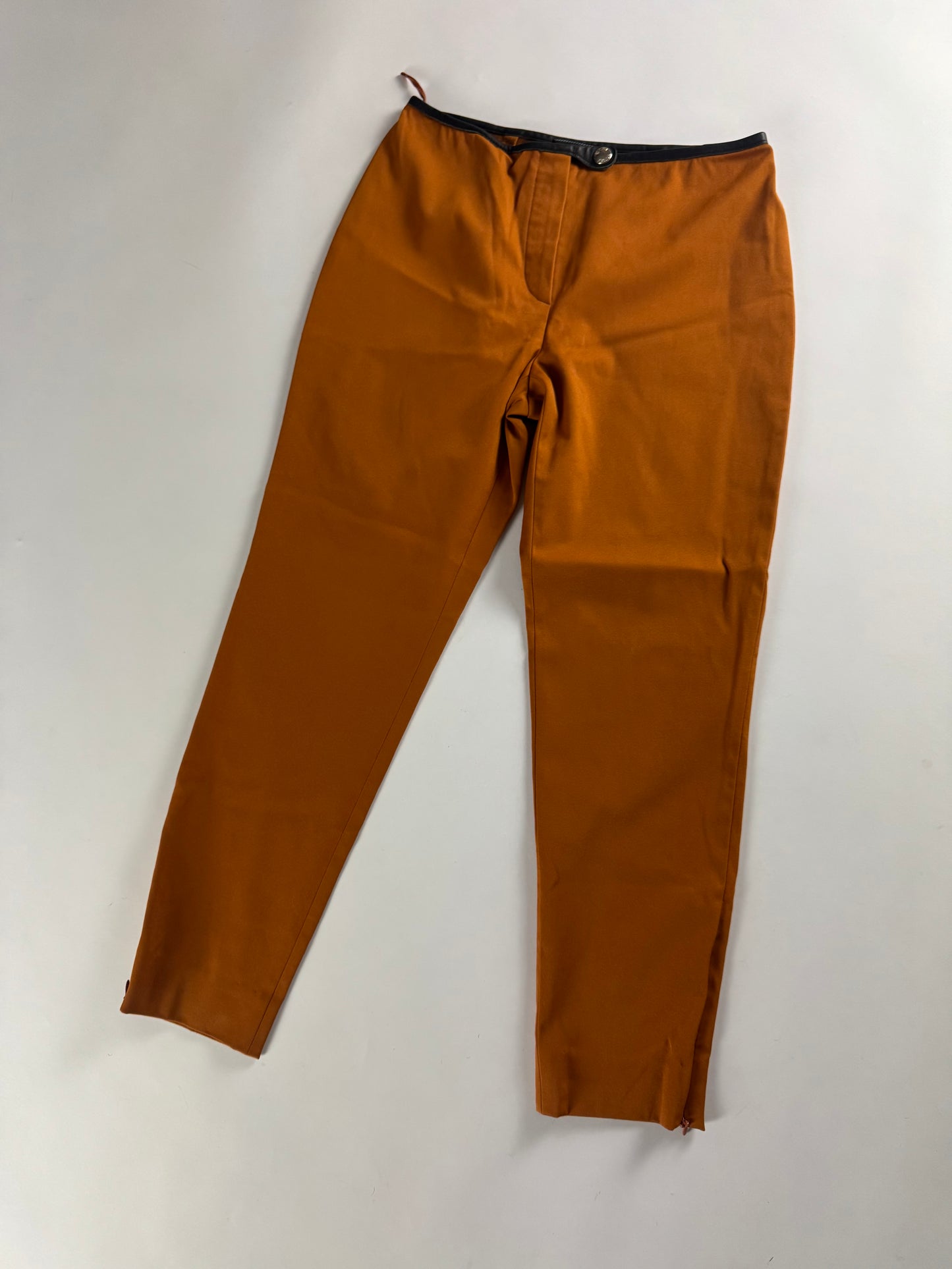 Prada Leather Cuffed Waist Amber Nylon Pants FW 1999 - S