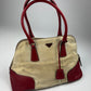 Prada Linen Red Leather Bag SS 1998 - OS