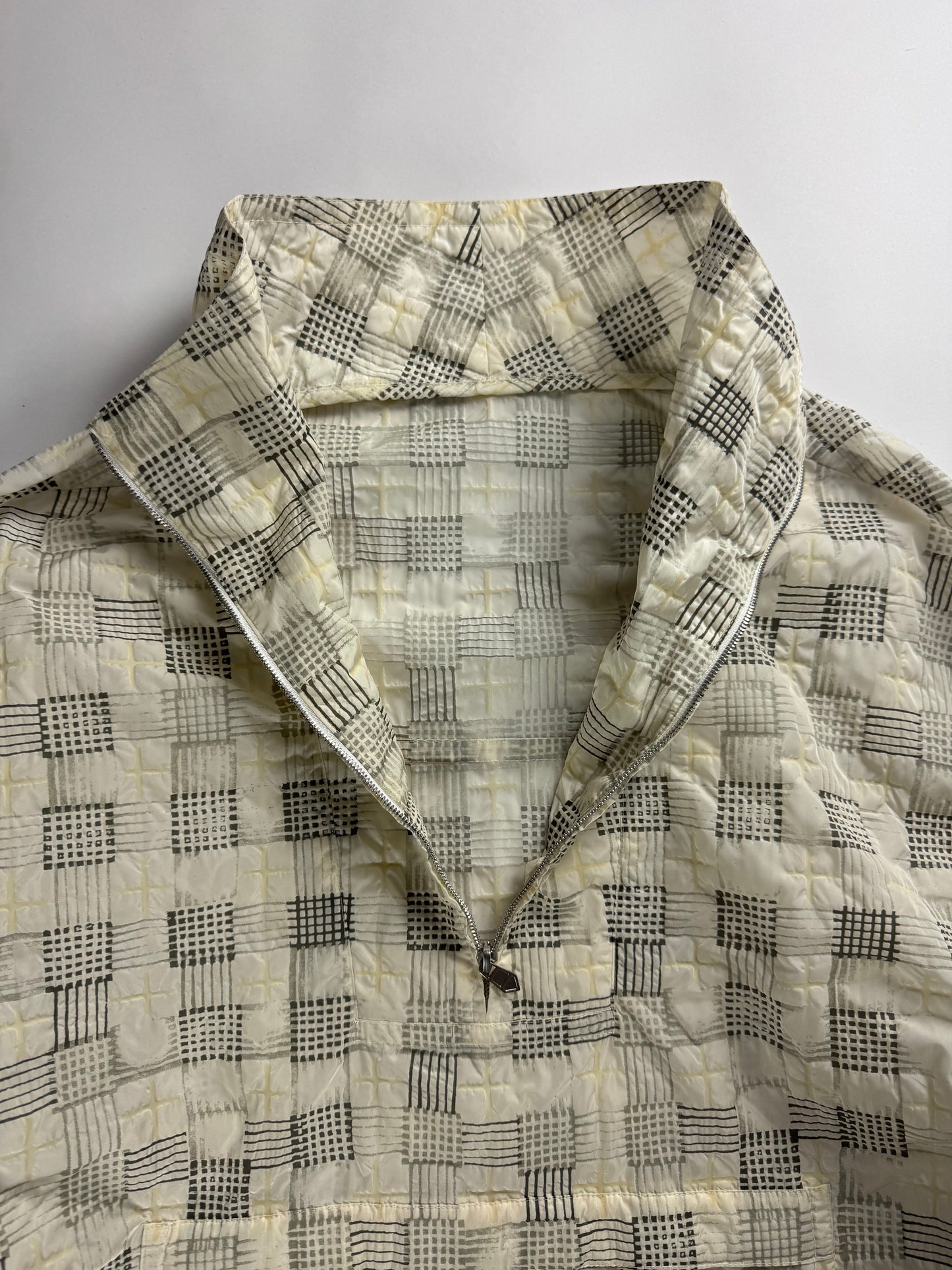 Hermès Sample Soft Ivory Plaid Turtleneck Half Zip Jacket SS 2020 - M