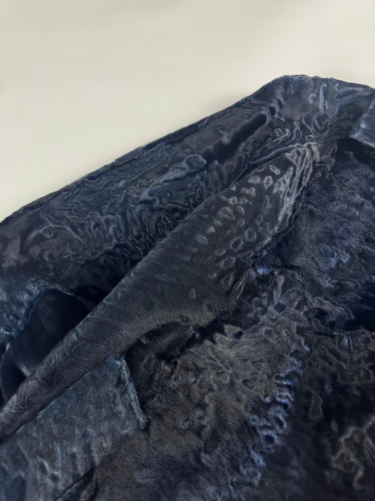 Prada Night Navy Astrakhan Fur Tailored Jacket FW 2000 - S