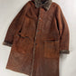 Prada Vulcan Brown Premium Inside Sheep Fur Long Shearling Leather Coat FW 2003 - L