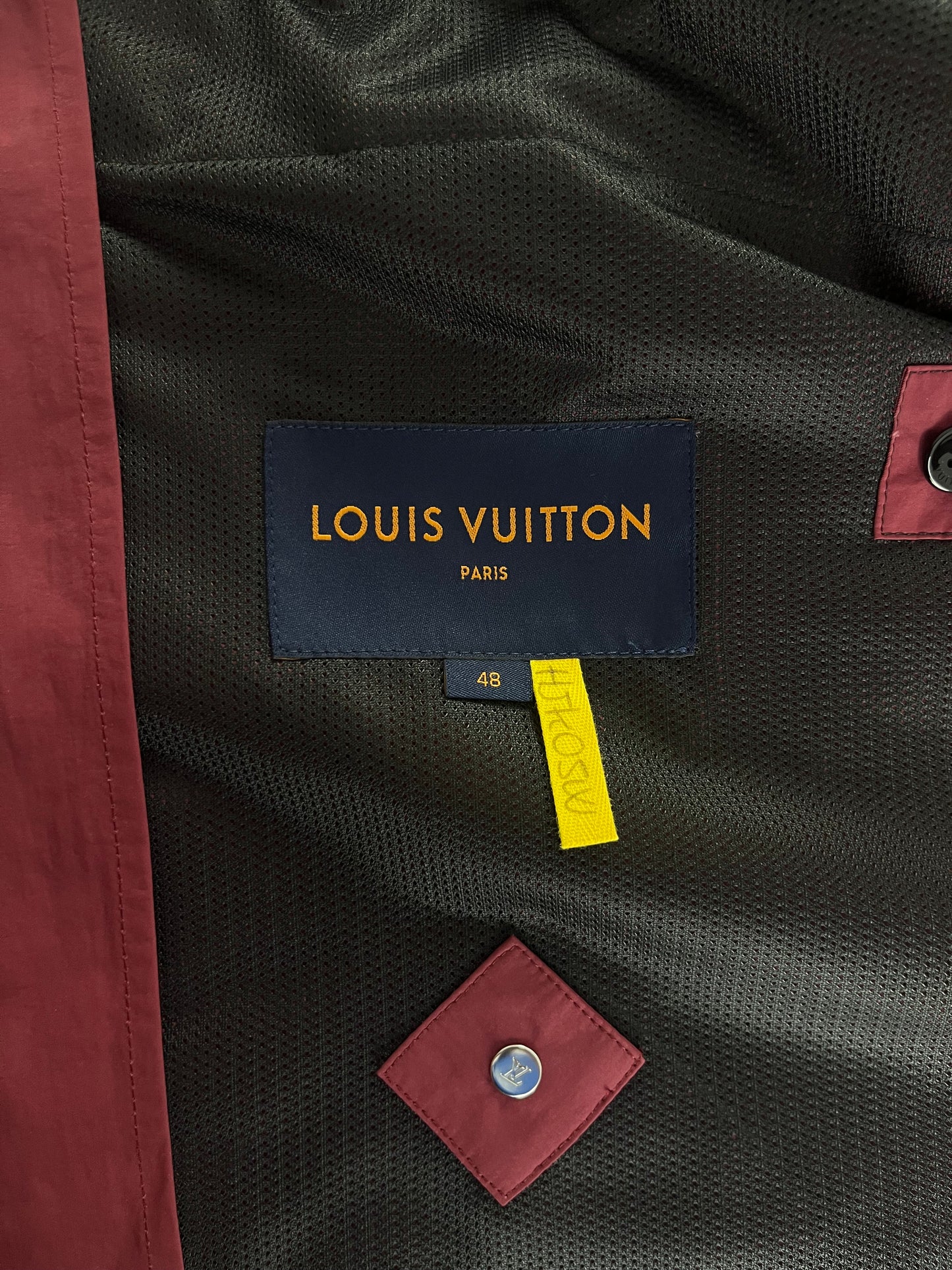 Louis Vuitton Sample Adjustable Collar Strap Burgundy Technical Jacket FW 2019 - L