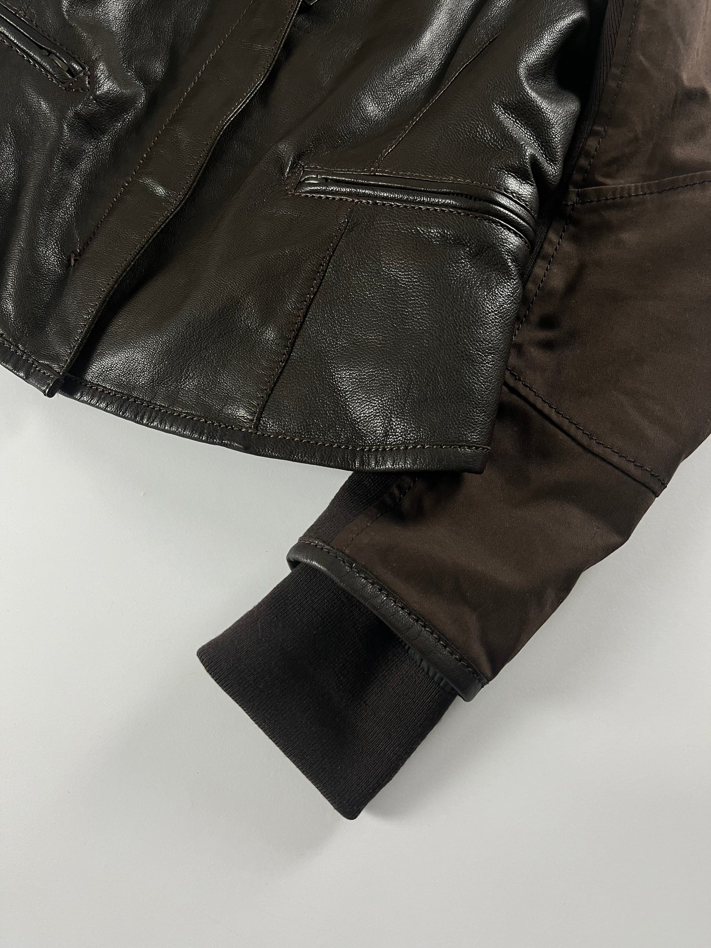 Prada Brown Leather Motor Jacket 2000s - XS