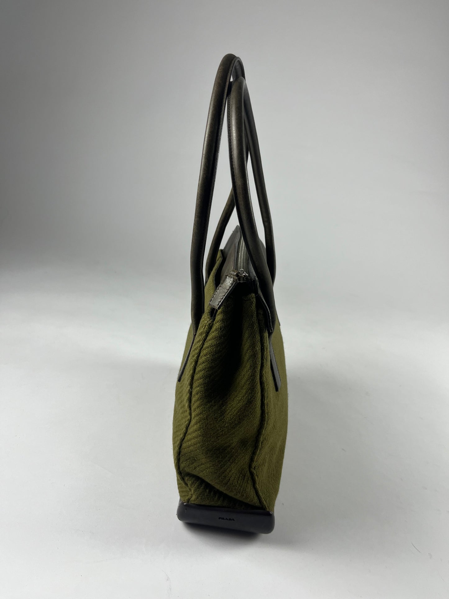 Prada Leather Khaki Tweed Bag FW 1999 - OS