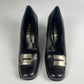 Prada Metallic Buckle Black Leather Pumps - 38 IT/39 EU