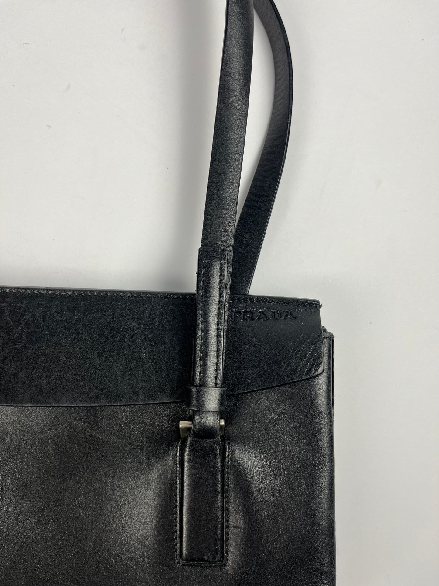 Prada Black Leather Baguette Bag SS 1999 - OS