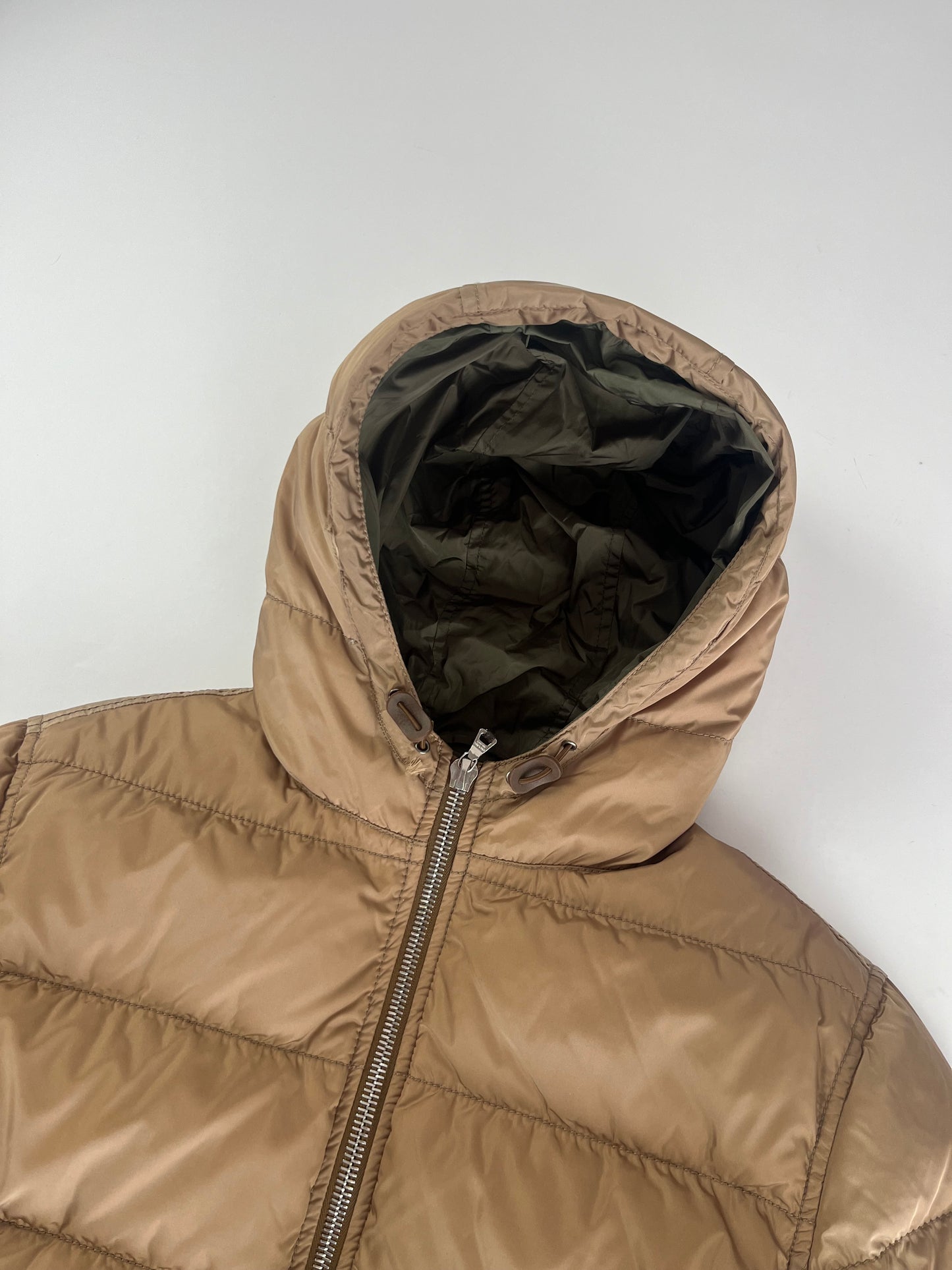 Prada Camel Nylon Puffer Jacket 2000s - S