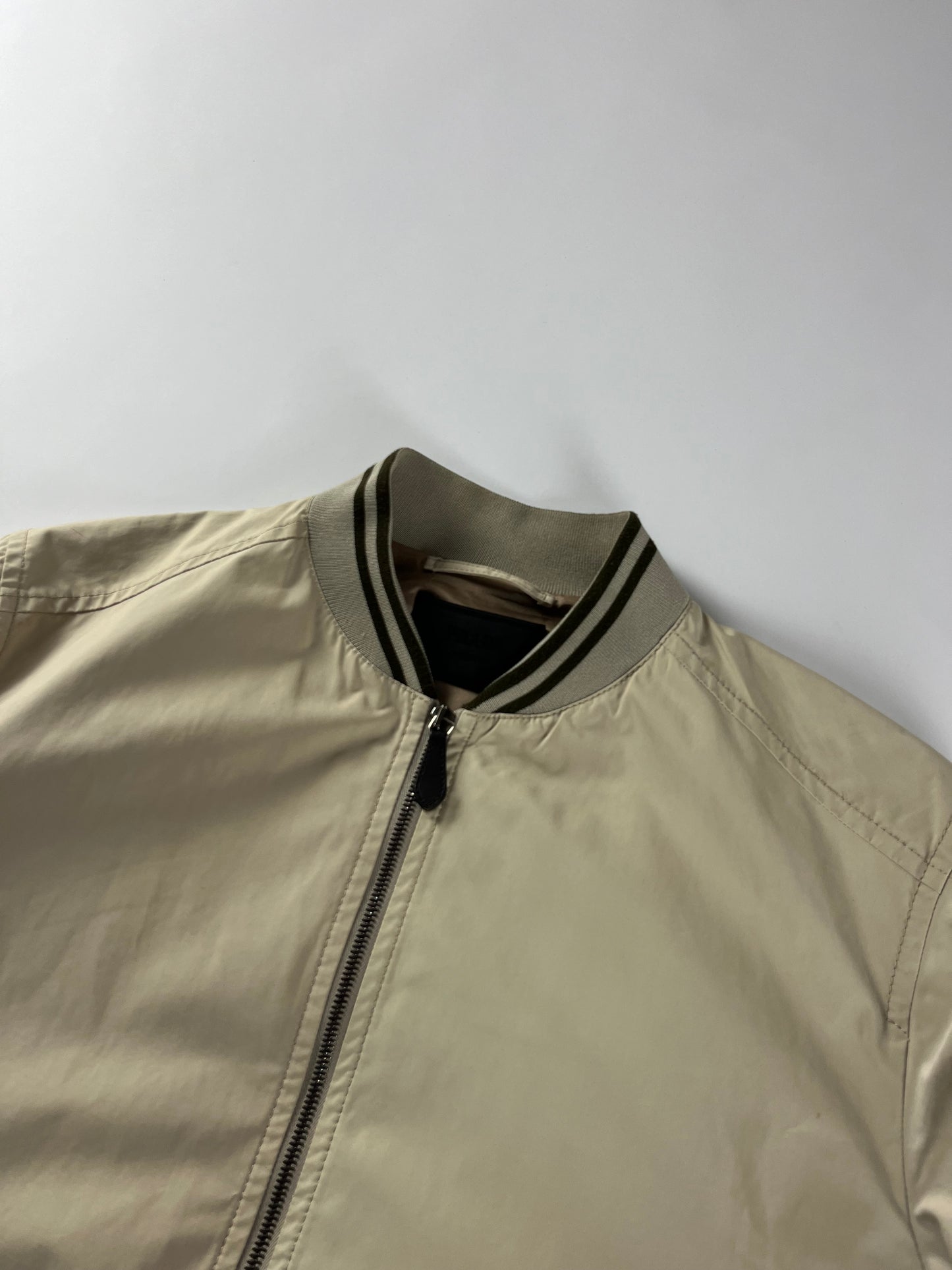 Prada Classic Cream Nylon Modern Bomber Jacket SS 2010 - L