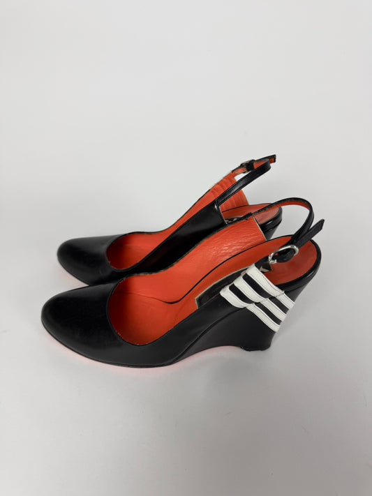 Yohji Yamamoto Y3 Three Tripes Black Wedges Pumps - 37 EU