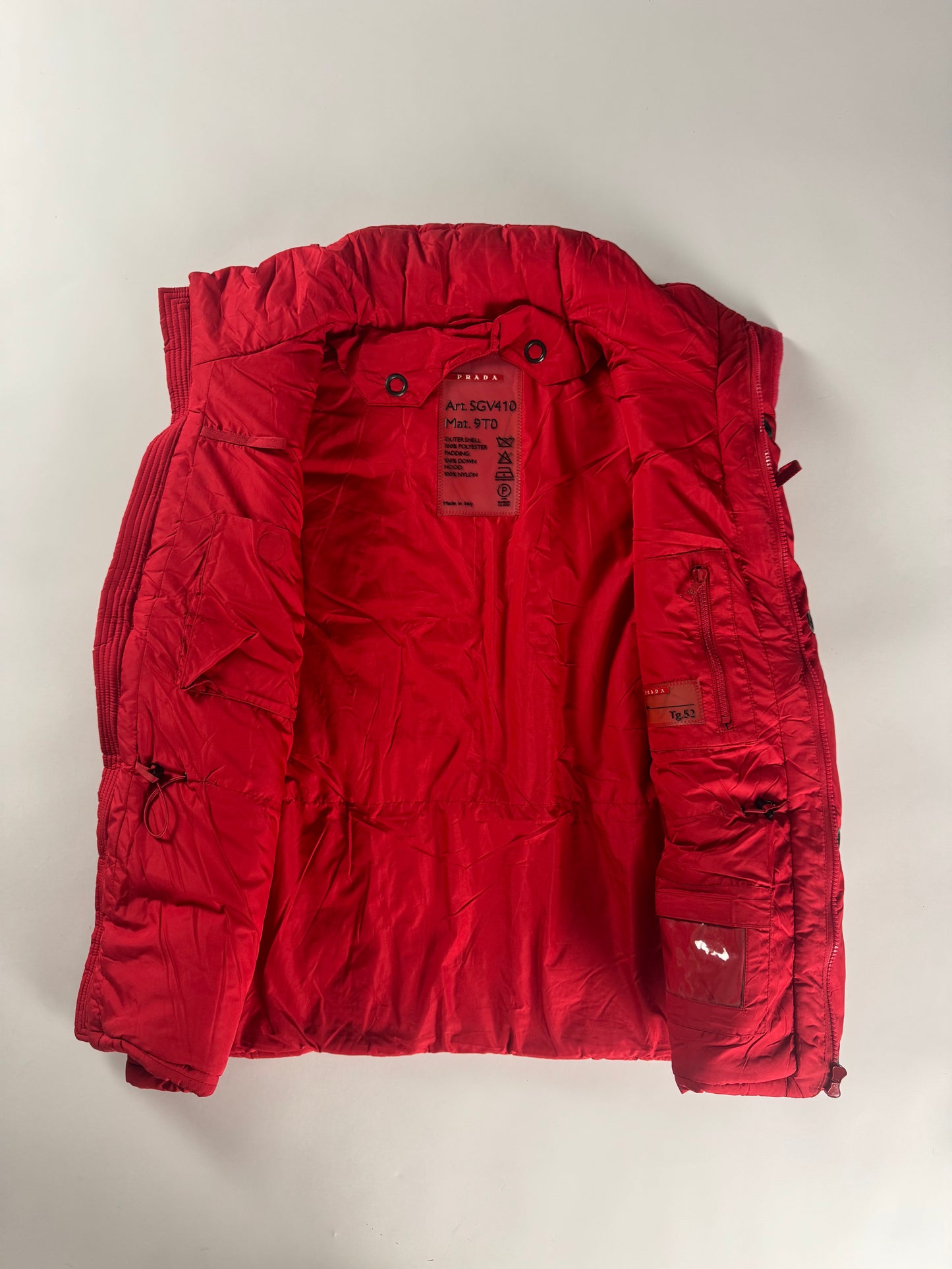 Prada Red Padded Removable Hood Vest 2000s - L