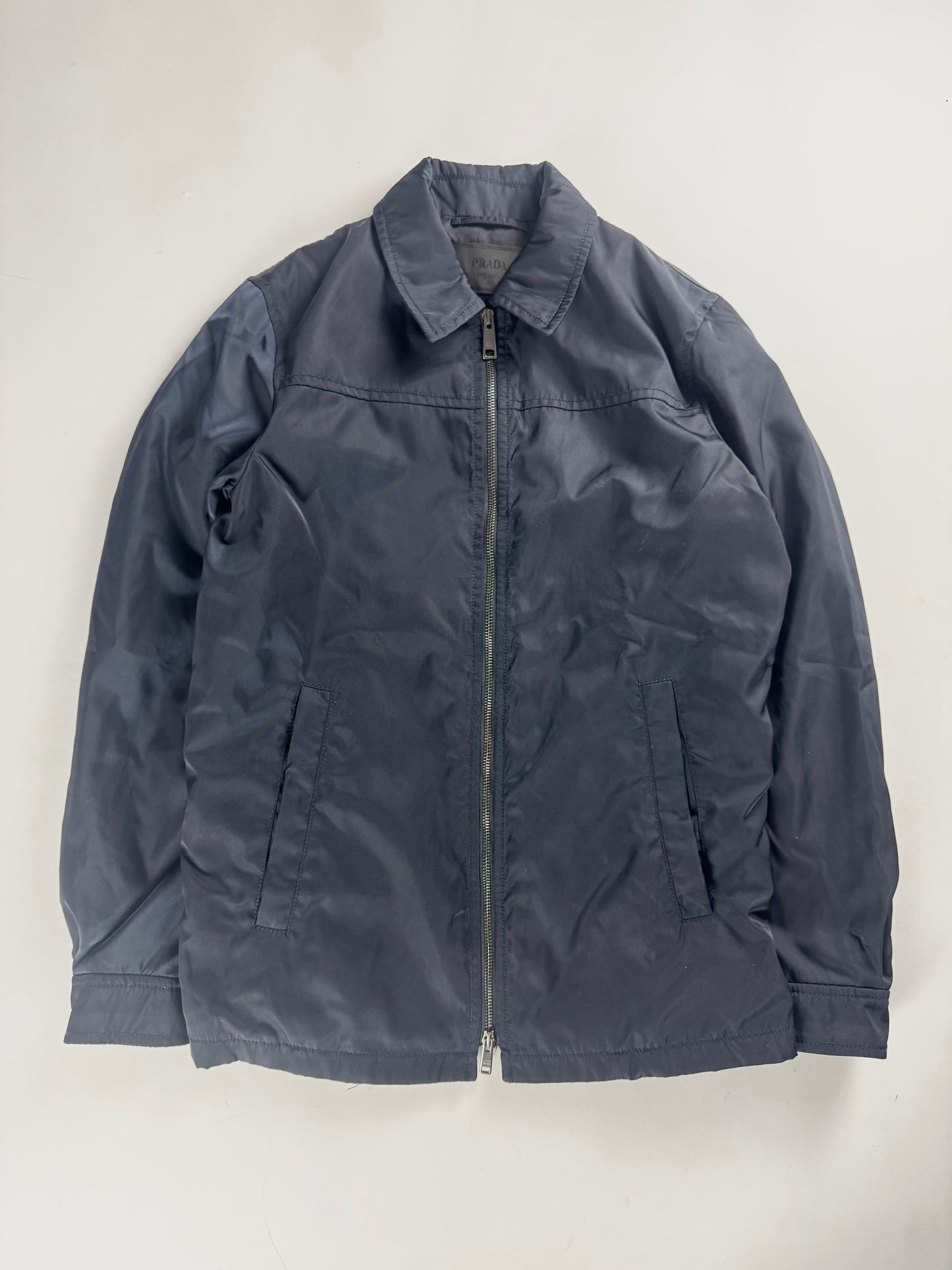 Prada Navy Double Zip Officer Minimalist Trucker Jacket SS 2019 - S