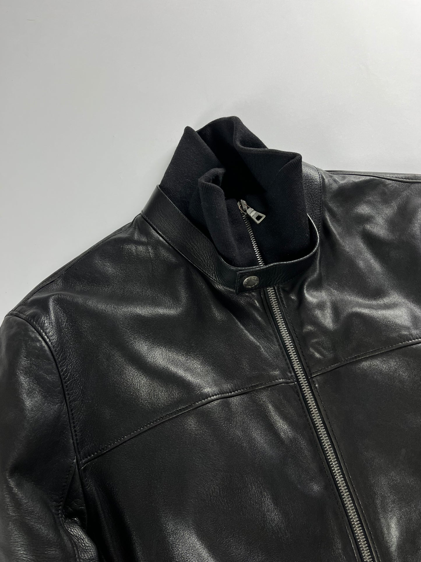 Prada Black Leather Bomber Jacket - L