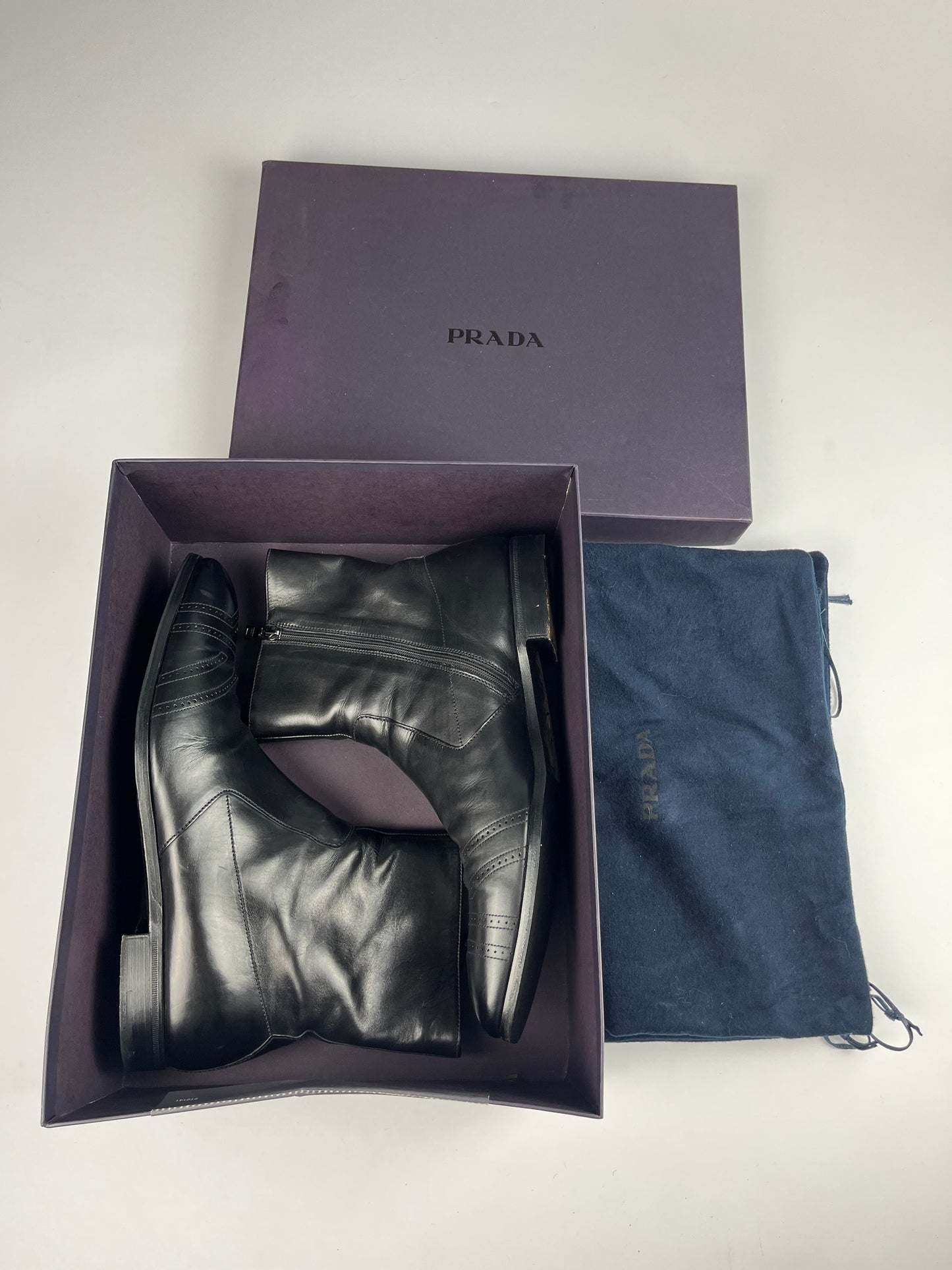 Prada Black Leather Chelsea Ankle Boots 2000s - 45 EU