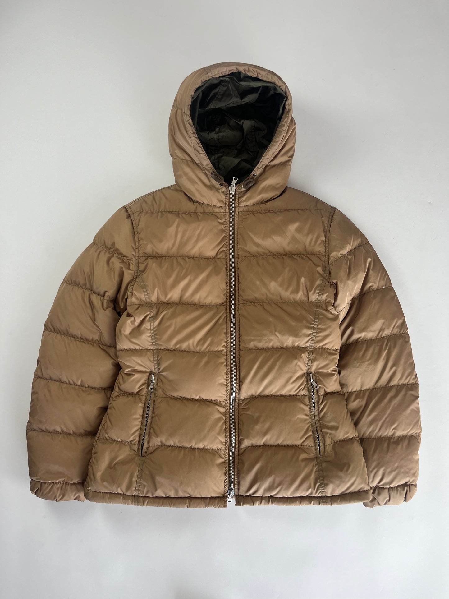 Prada Camel Nylon Puffer Jacket 2000s - S