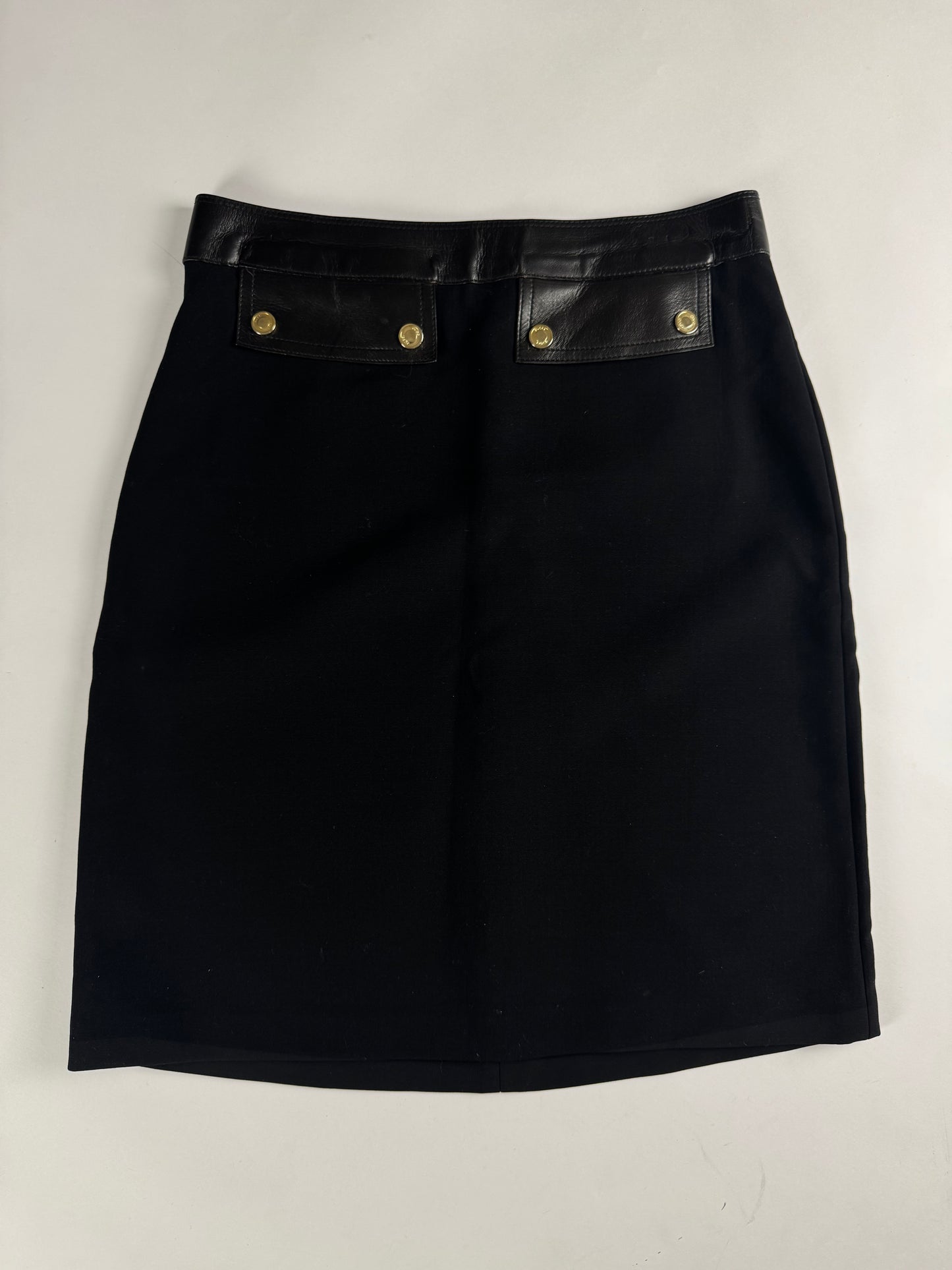 Gucci Tom Ford Essential Black Leather Pockets Skirt FW 2000 - M