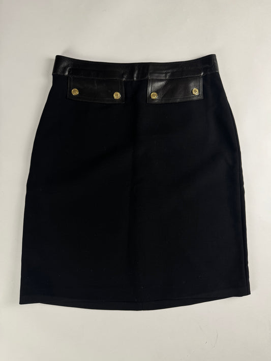 Gucci Tom Ford Essential Black Leather Pockets Skirt FW 2000 - M