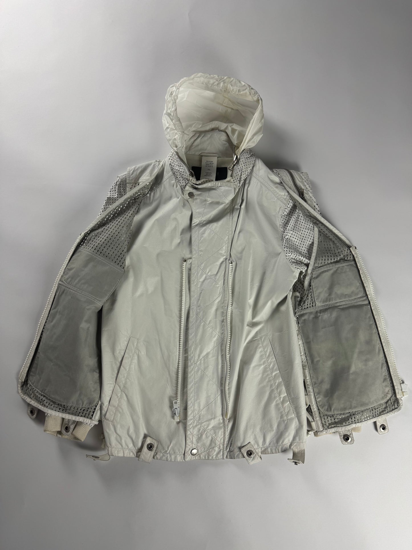 Gucci Sample 2 in 1 Cargo Mesh Leather Utility Bomber Jacket SS 2010 - S