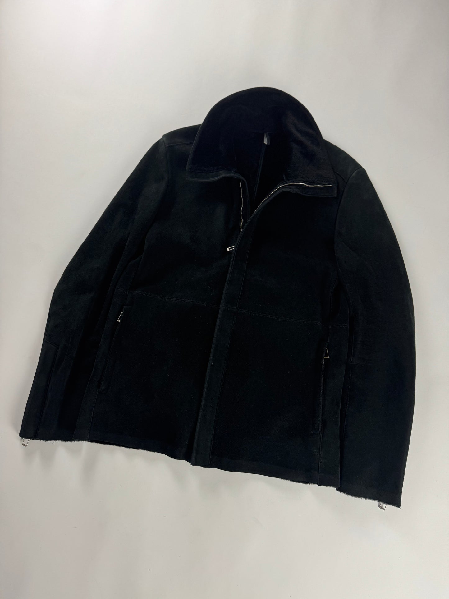 Dior Homme Kris Van Assche Shearling Monochrome Lamb Leather Jacket FW 2011 - L